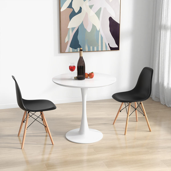 George Oliver 3 Pcs Dining Set Modern Round Dining Table 2 Chairs For Small Space Kitchen | Wayfair
